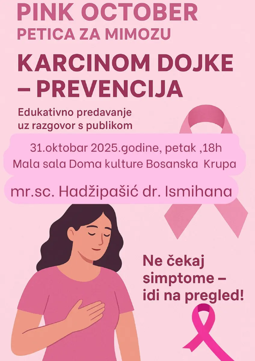 Predavanje Ne čekaj simptome – idi na pregled! – u sklopu ružičastog oktobra i Petice za Mimozu