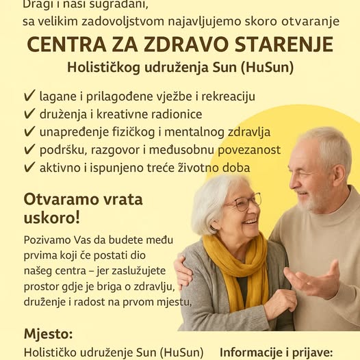 Prvo druženje seniora zakazano je za petak, 23. januara 2026. godine, s početkom u 16:00 sati.