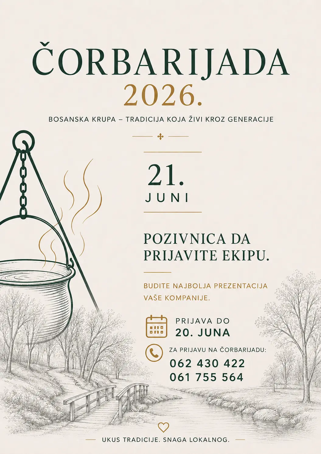 Poziv za prijavu timova na Čorbarijadu – kulinarsko druženje u Bosanskoj Krupi