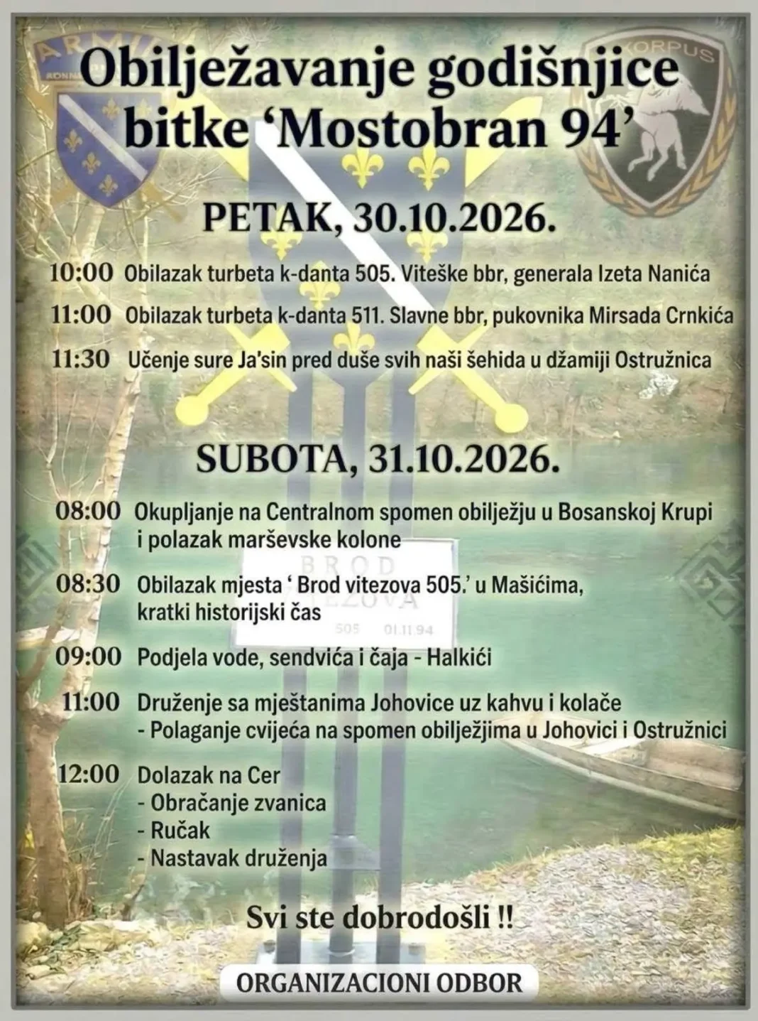 Obilježavanje godišnjice bitke „Mostobran 94“: Dvodnevni program 30. i 31. oktobra