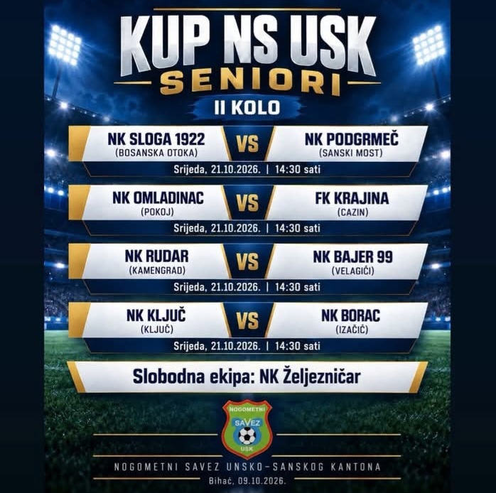 Ove srijede 21.oktobra igraju se utakmice 2.kola KUP-a USK-a Ove srijede 21.oktobra igraju se utakmice 2.kola KUP-a USK-a